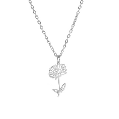 collier fleur de naissance - novembre - argent