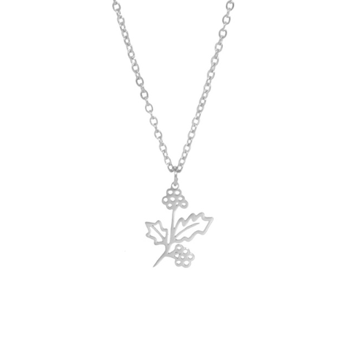 collier fleur de naissance - décembre - argent