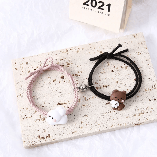 Bracelet d'Amitié pour 2 - variante mix - rose et noir