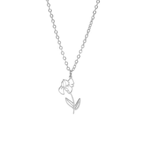 collier fleur de naissance - février - argent