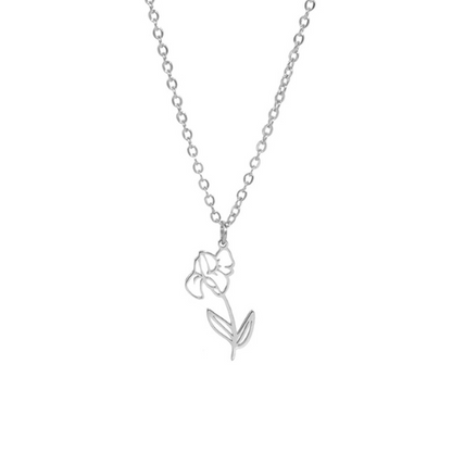 collier fleur de naissance - février - argent