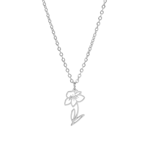 collier fleur de naissance - mars - argent