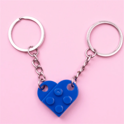 Porte Clé Coeur en Brique bleu