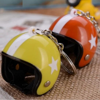 2 Porte Clé Casque Moto rouge et jaune