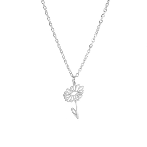 collier fleur de naissance - avril - argent