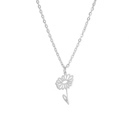 collier fleur de naissance - avril - argent