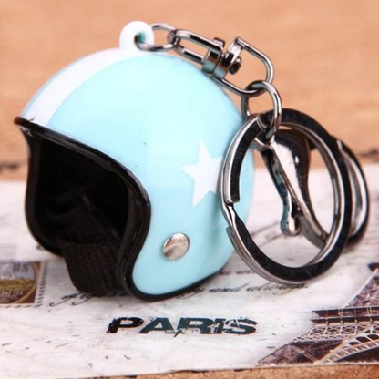 Porte Clé Casque Moto bleu ciel