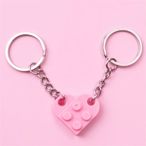 Porte Clé Coeur en Brique rose