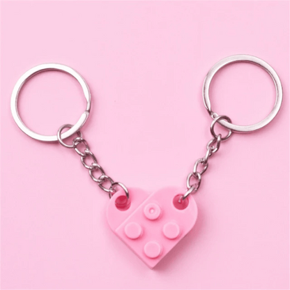 Porte Clé Coeur en Brique rose