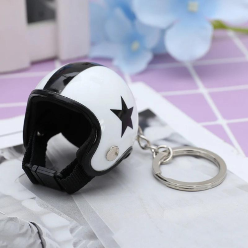 Porte Clé Casque Moto blanc