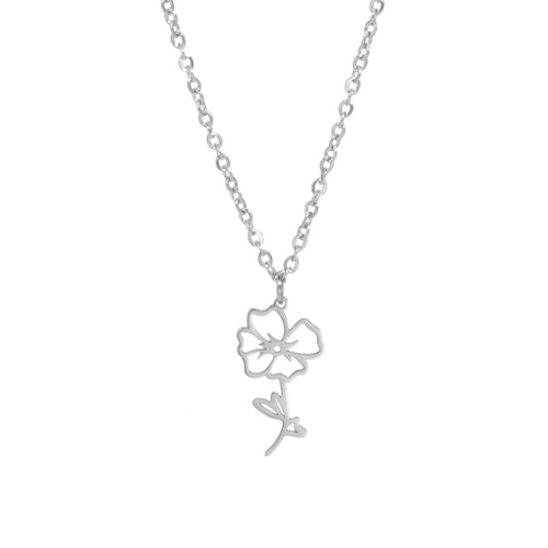 collier fleur de naissance - août - argent