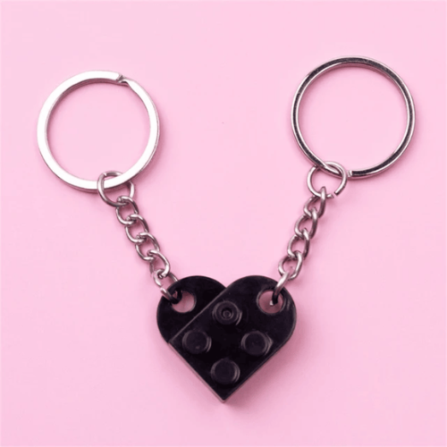 Porte Clé Coeur en Brique noir