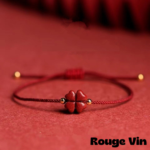 Bracelet Porte Bonheur de couleur rouge vin