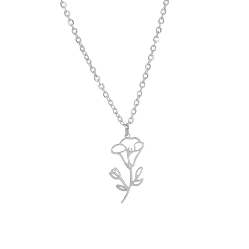 collier fleur de naissance - septembre - argent