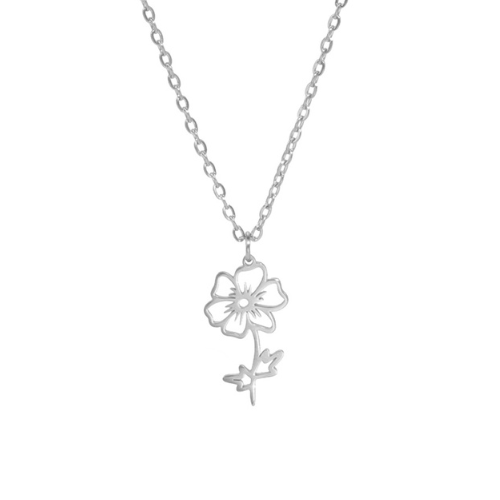 collier fleur de naissance - octobre - argent