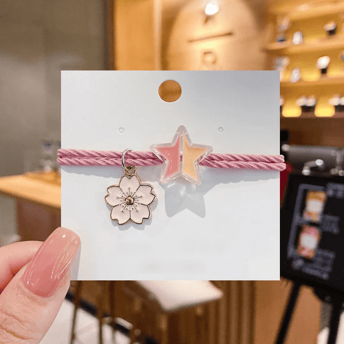 Bracelet BFF rose - pendentif fleur