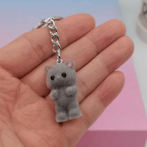 Porte Clé en forme de Chat gris