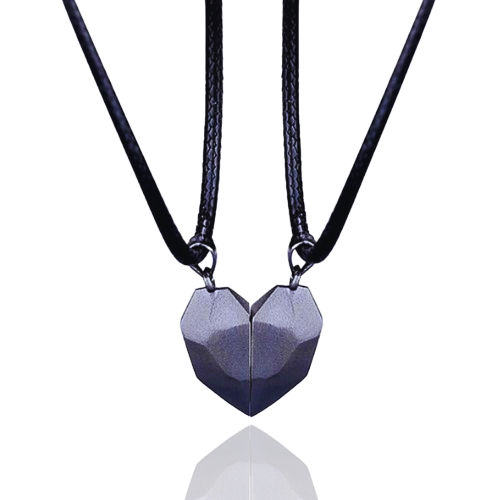 Collier Couple - Coeur Aimanté - noir