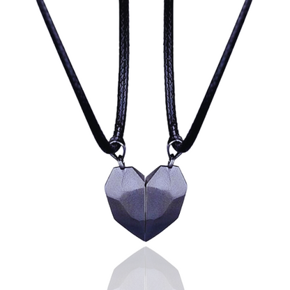 Collier Couple - Coeur Aimanté - noir