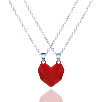 Collier Couple - Coeur Aimanté - rouge