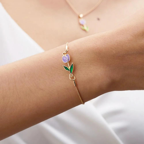 Bracelet Tulipe mauve