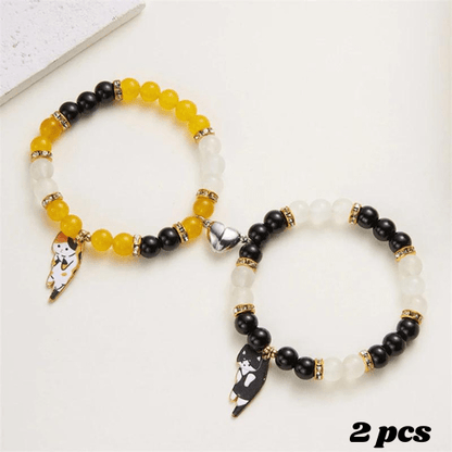 bracelet chat jaune et noir