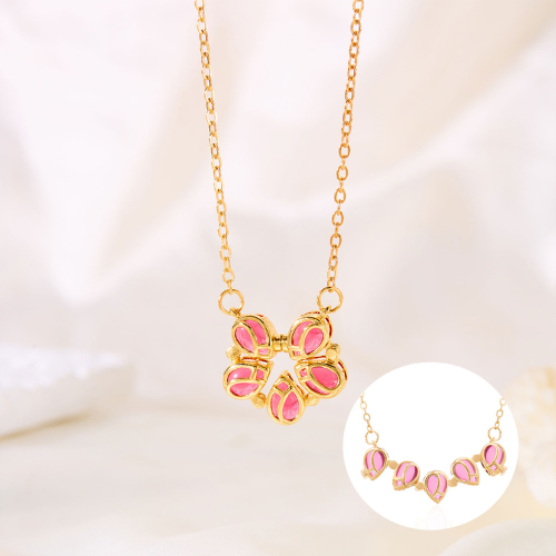 collier-d'amitié-pour-4-fleur-rose