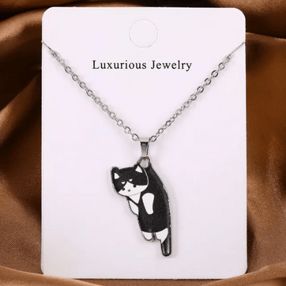 collier-d'amitié-pour-5-chat-tuxedo-argent