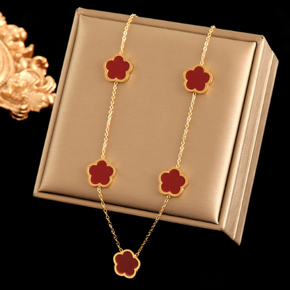 collier-d'amitié-pour-5-trèfle-couleur-rouge