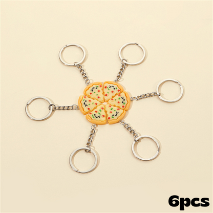 collier-d'amitié-pour-6-pizza-porte-clé-6-pièces