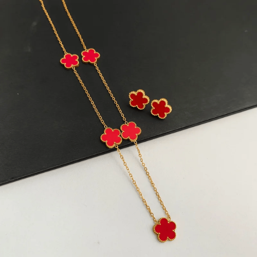 collier-d'amitié-pour-5-trèfle-rouge