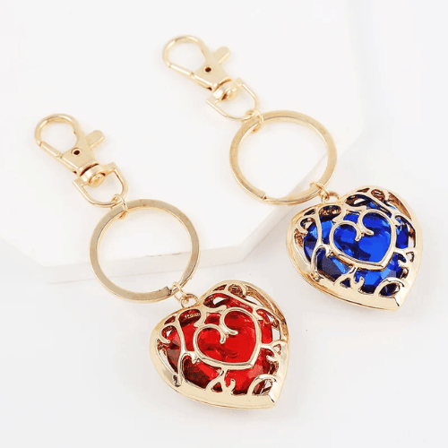 collier-porte-clé-coeur-rouge-et-bleu