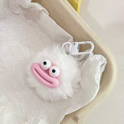 porte clé en peluche blanc