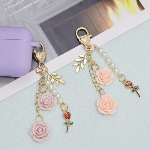 Porte Clé Fleur Rose Camélia cadeau