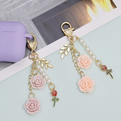 Porte Clé Fleur Rose Camélia cadeau